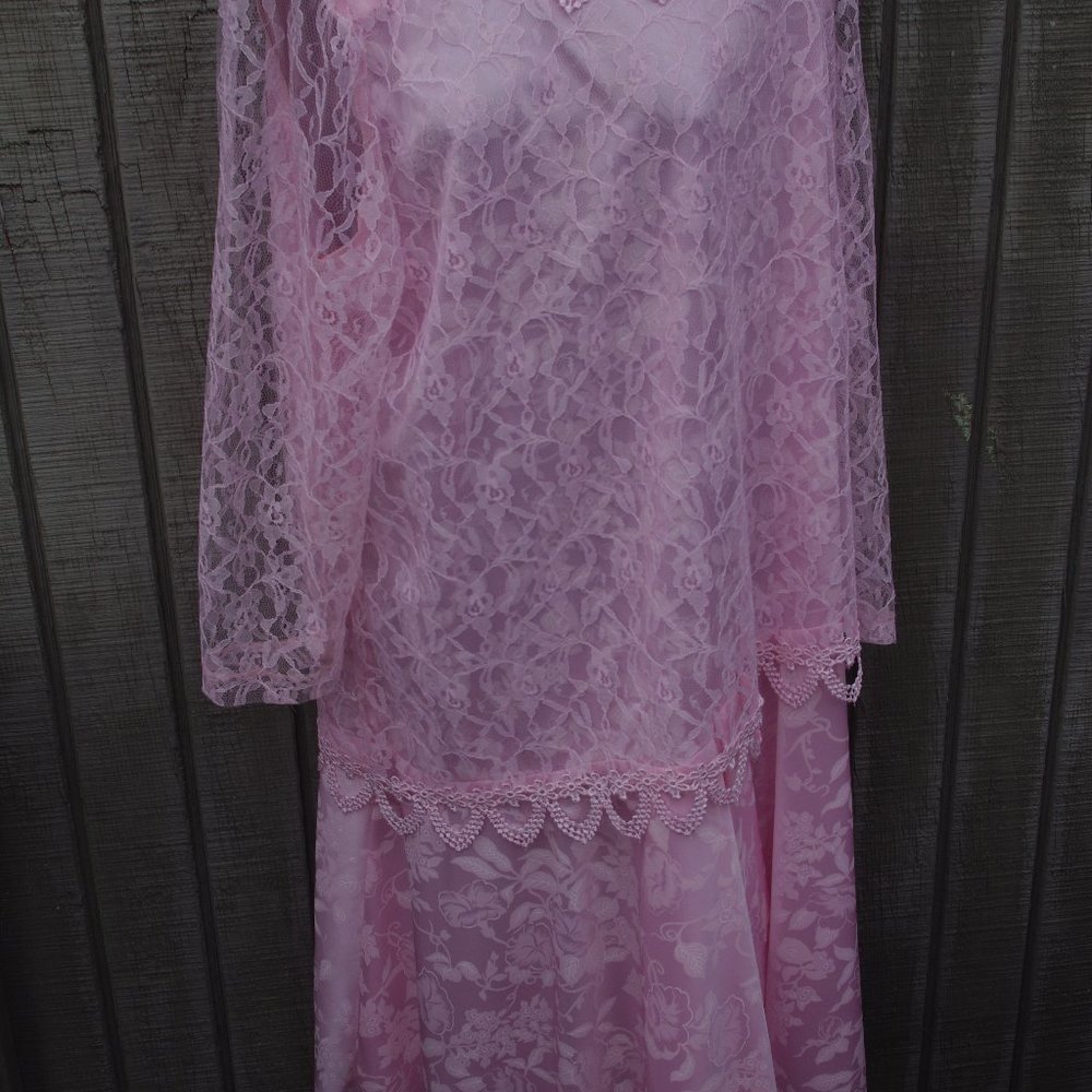 H.H.R. PINK MOCK TWO PIECE WITH LACE OVERLAY -SIZE -22
